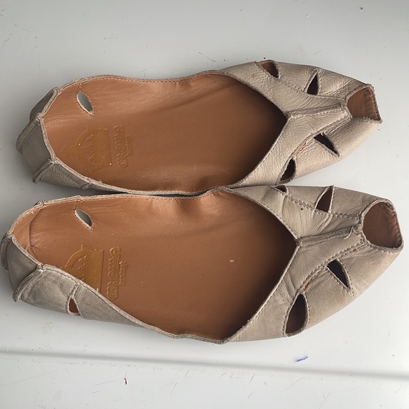 Crown vintage slip on shoes open toe leather flats 7.5 - Picture 2 of 5